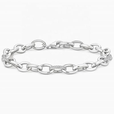 La technologie de l'incrustation de micro-insert de style chic 925 Sterling Silver Blanc or Bracelet de lien