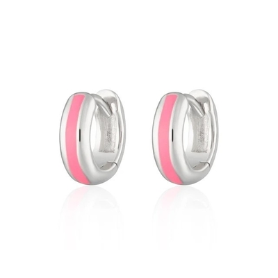 925 Logo personnalisé 18K or plaqué émail rose Boucles d'oreilles Huggie Pour le look chic des femmes