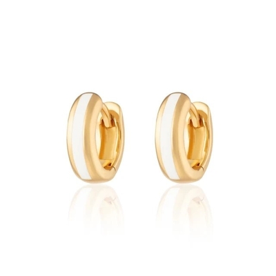 925 Logo personnalisé 18K or plaqué émail rose Boucles d'oreilles Huggie Pour le look chic des femmes