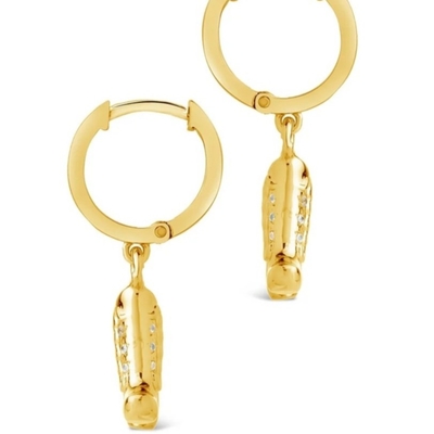 Bottes de cow-boy Micro délicat cuivre boucles d'oreilles de chute Blanc CZ pierre cuivre boucles d'oreilles Dangle