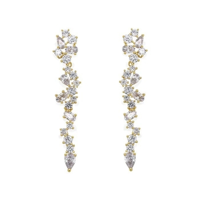 Boucles d'oreilles en cuivre en zircon blanc sur mesure
