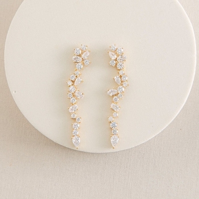 Boucles d'oreilles en cuivre en zircon blanc sur mesure