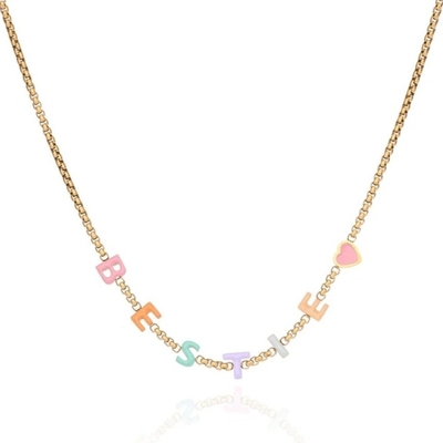 Nom personnalisé Collier Lettres individuelles Émaux Collier d'or personnalisé Initiales