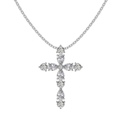 Personnalisez le collier de croix en argent de 925 sterling Croix et chaîne en argent de 18k