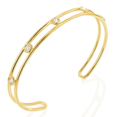 Bracelet à manchette en zirconium cube en diamant de platine Largeur 6 mm Bracelet à manchette CZ