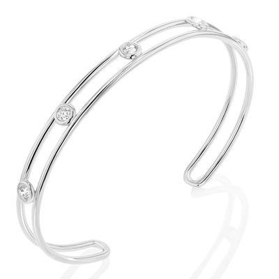 Bracelet à manchette en zirconium cube en diamant de platine Largeur 6 mm Bracelet à manchette CZ