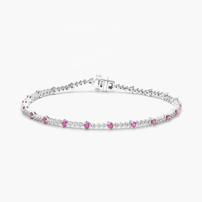 Bracelet de tennis en rubis de zircon blanc de 3 mm en coupe ronde Bracelet de tennis en argent sterling