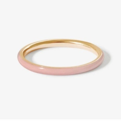 Anneaux dorés en émail rose 18K Anneaux en argent massif 925