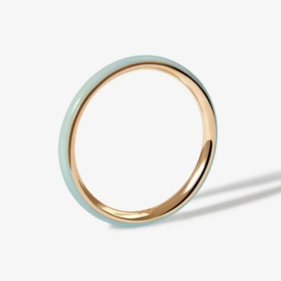 Anneaux dorés en émail rose 18K Anneaux en argent massif 925