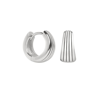 ECO 925 Argent Sterling Boucles d'oreilles Huggie or blanc plaqué pour l'anniversaire