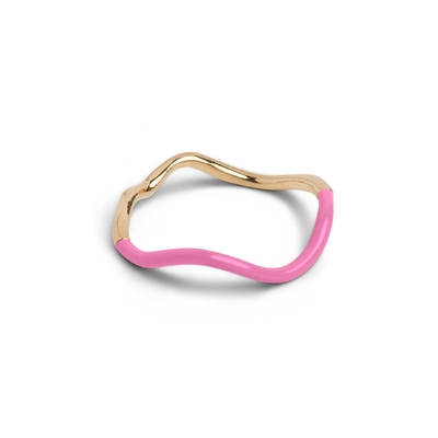 925 Sterling Silver 18k Gold Pink Enamel Band Rings Pour Les Femmes Les Filles