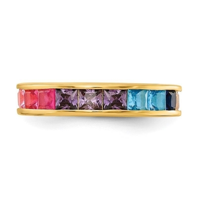 Couleur Cube Zircon Eternité bague de mariage pour les femmes 925 argent
