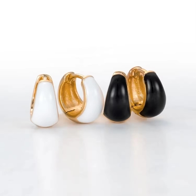 Jeux de beauté sur mesure pour femmes S925 Argent 18K Or Gros dôme couleur émail petites boucles d'oreilles Huggie