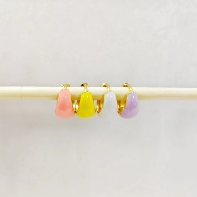 Jeux de beauté sur mesure pour femmes S925 Argent 18K Or Gros dôme couleur émail petites boucles d'oreilles Huggie