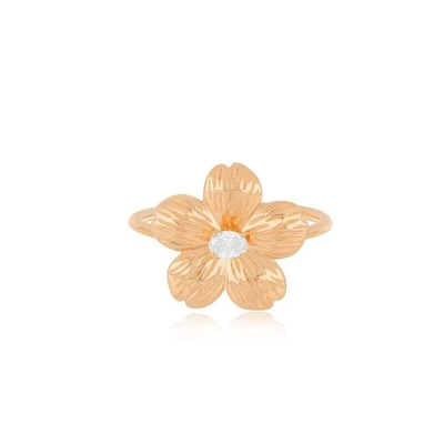 Forever Flower 18K Ovale oré CZ Bague pour femme en 925 Sterling bijoux en argent