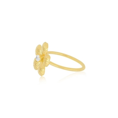 Forever Flower 18K Ovale oré CZ Bague pour femme en 925 Sterling bijoux en argent
