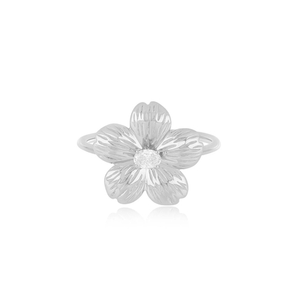 Forever Flower 18K Ovale oré CZ Bague pour femme en 925 Sterling bijoux en argent
