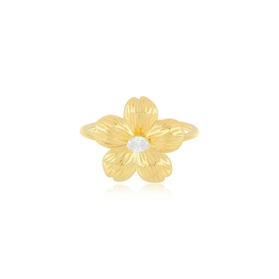 Forever Flower 18K Ovale oré CZ Bague pour femme en 925 Sterling bijoux en argent