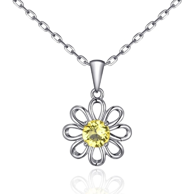 Collier de tournesol en argent sterling 925 avec chaîne de bijoux design jaune cube zircon