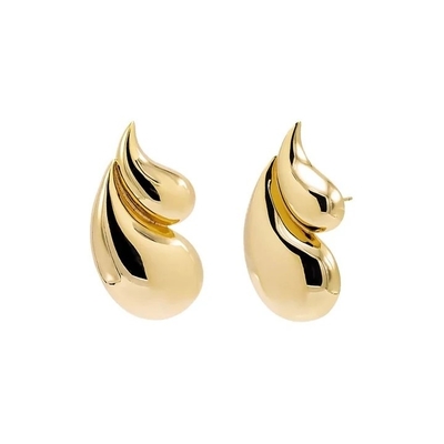 2024 Double Teardrop Fashion Boucles d'oreilles en or 18K et acceptation du logo personnalisé