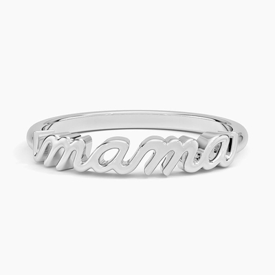 Classic 925 Sterling Silver 14K Gold Anneaux pour femmes MAMA hautement polie dans un design minimaliste
