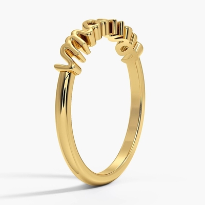 Classic 925 Sterling Silver 14K Gold Anneaux pour femmes MAMA hautement polie dans un design minimaliste
