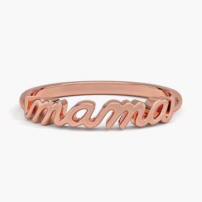Classic 925 Sterling Silver 14K Gold Anneaux pour femmes MAMA hautement polie dans un design minimaliste
