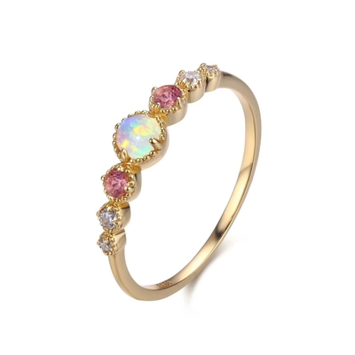 Opal et rubis CZ 925 argent sterling Pièces d'emballage bagues pour femmes bijoux pour filles