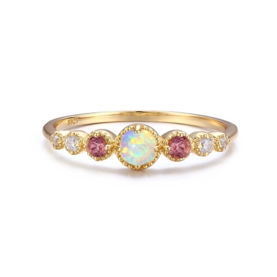 Opal et rubis CZ 925 argent sterling Pièces d'emballage bagues pour femmes bijoux pour filles