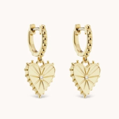 14K plaqué en or Dangle Drop Heart Huggies Boucles d'oreilles pour femmes sont 925 Sterling Silver