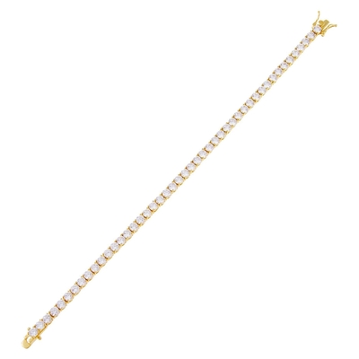Article chaud 925 argent sterling plaqué en or 3 mm de zirconium cube bracelet de tennis pour femmes