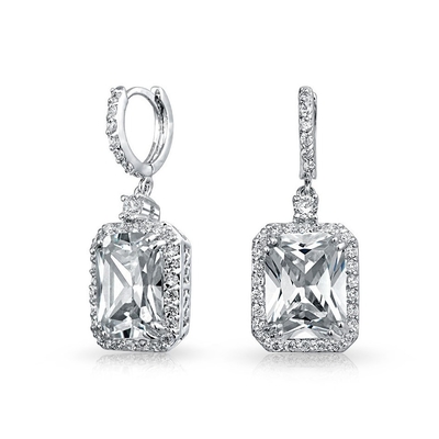 925 argent sterling Matériau de type Top Vente Blanc or Plated pendule Boucles d'oreilles de mariée