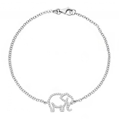 Bracelet d'éléphant en argent sterling 925 avec technologie de micro-insert et diamant blanc CZ