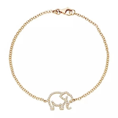 Bracelet d'éléphant en argent sterling 925 avec technologie de micro-insert et diamant blanc CZ