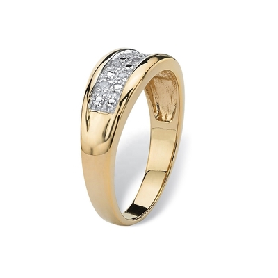 Ensemble de bague de mariage en argent / laiton pour hommes en diamant en or 18 carats plaqué avec des diamants pavés