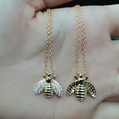 Mode 18K plaqué en or pendentif d'abeille Collier fait à la main par 925 Sterling bijoux en argent