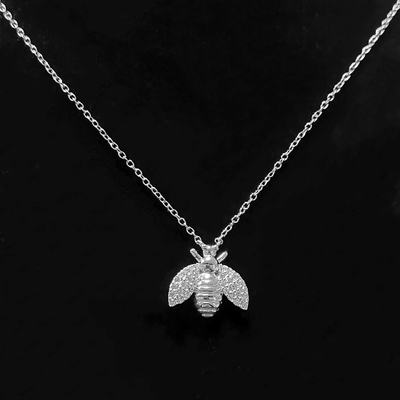 Mode 18K plaqué en or pendentif d'abeille Collier fait à la main par 925 Sterling bijoux en argent