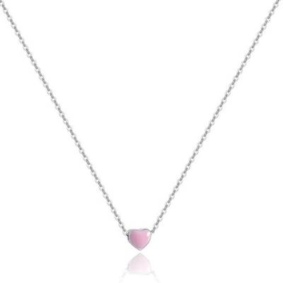 Petit cœur rose plaqué au rhodium Pendants en argent 925 sterling pour femme