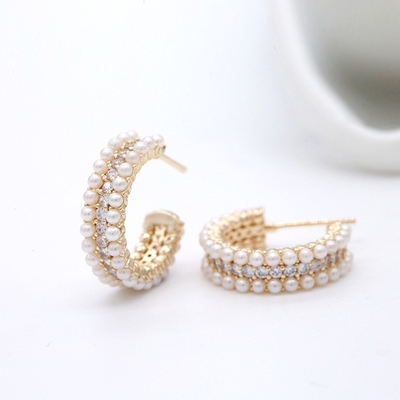 Accessoires pour femmes Boucles d'oreilles en argent sterling 925 avec mère de perle claire CZ