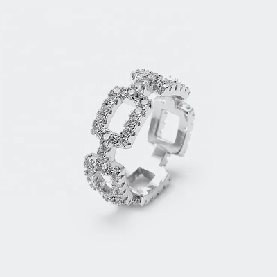 Anneaux de chaîne personnalisés Clair CZ Vrai argent sterling 925 bijoux pour femmes et hommes