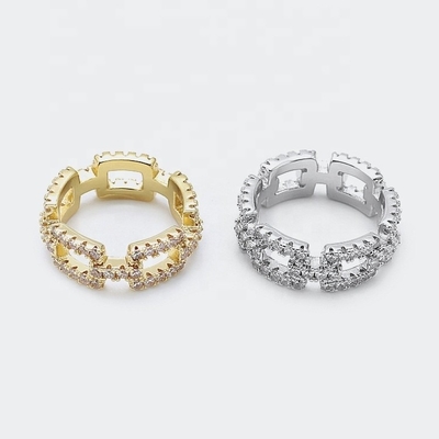 Anneaux de chaîne personnalisés Clair CZ Vrai argent sterling 925 bijoux pour femmes et hommes