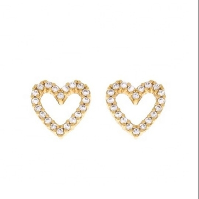 Brass/Copper/925 Sterling Silver Heart Stud Boucles d'oreilles avec une taille de cœur CZ 8 mm