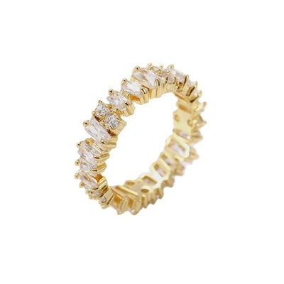 Joaillerie en argent pour femmes, bijoux en diamant blanc, zircon, bagues d'éternité avec technologie d'incrustation