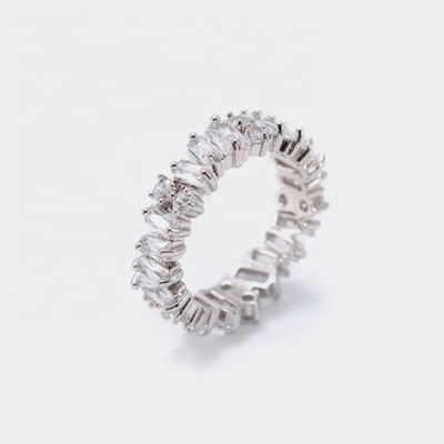 Joaillerie en argent pour femmes, bijoux en diamant blanc, zircon, bagues d'éternité avec technologie d'incrustation
