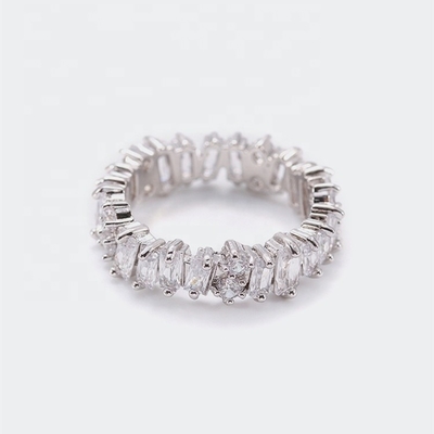 Joaillerie en argent pour femmes, bijoux en diamant blanc, zircon, bagues d'éternité avec technologie d'incrustation