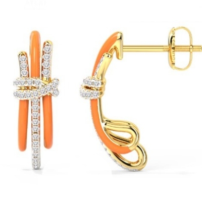 2024 Mode brésilienne Enigma Boucles d'oreilles en argent à l'époxy orange et blanc CZ bijoux accessoire