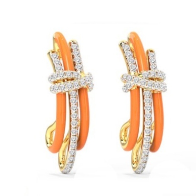 2024 Mode brésilienne Enigma Boucles d'oreilles en argent à l'époxy orange et blanc CZ bijoux accessoire