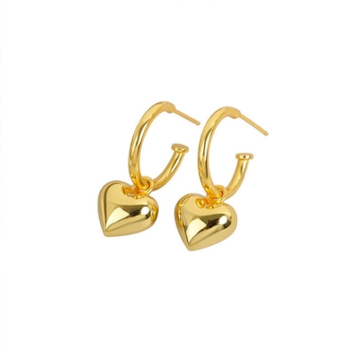 925 Sterling Silver Heart Shape Women Girl Hoop Boucles d'oreilles Brésiliennes ornées bijoux