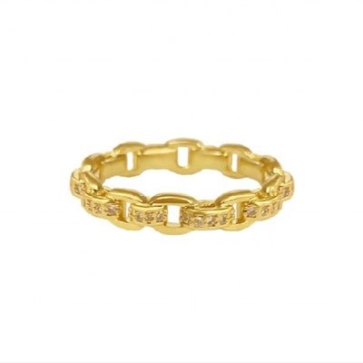 Chaîne de chaîne de bordure 18K or délicat individuel Super Fée 925 Sterling Silver Ring