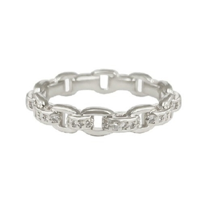 Chaîne de chaîne de bordure 18K or délicat individuel Super Fée 925 Sterling Silver Ring